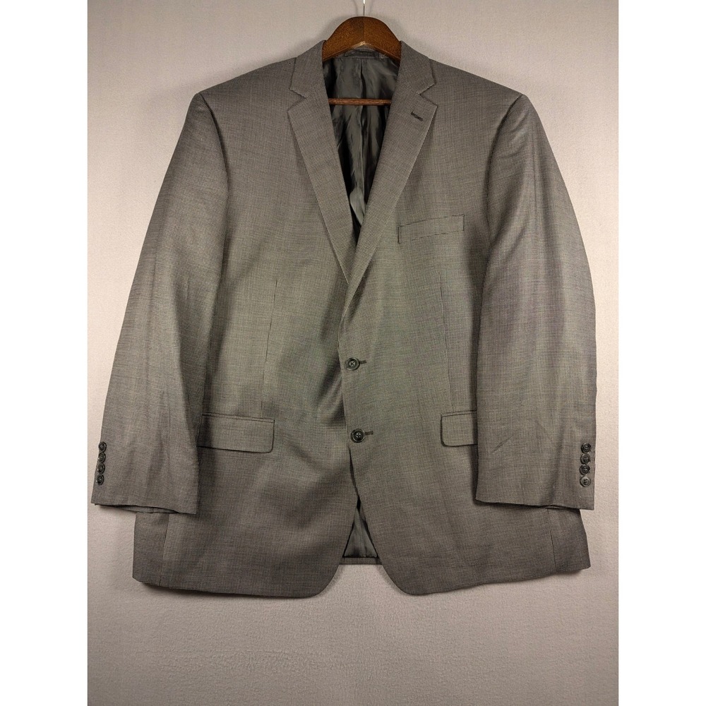 Calvin Klein Mens 48R Silk Wool Blend Grey Black Micro Pattern Blazer Sport Coat